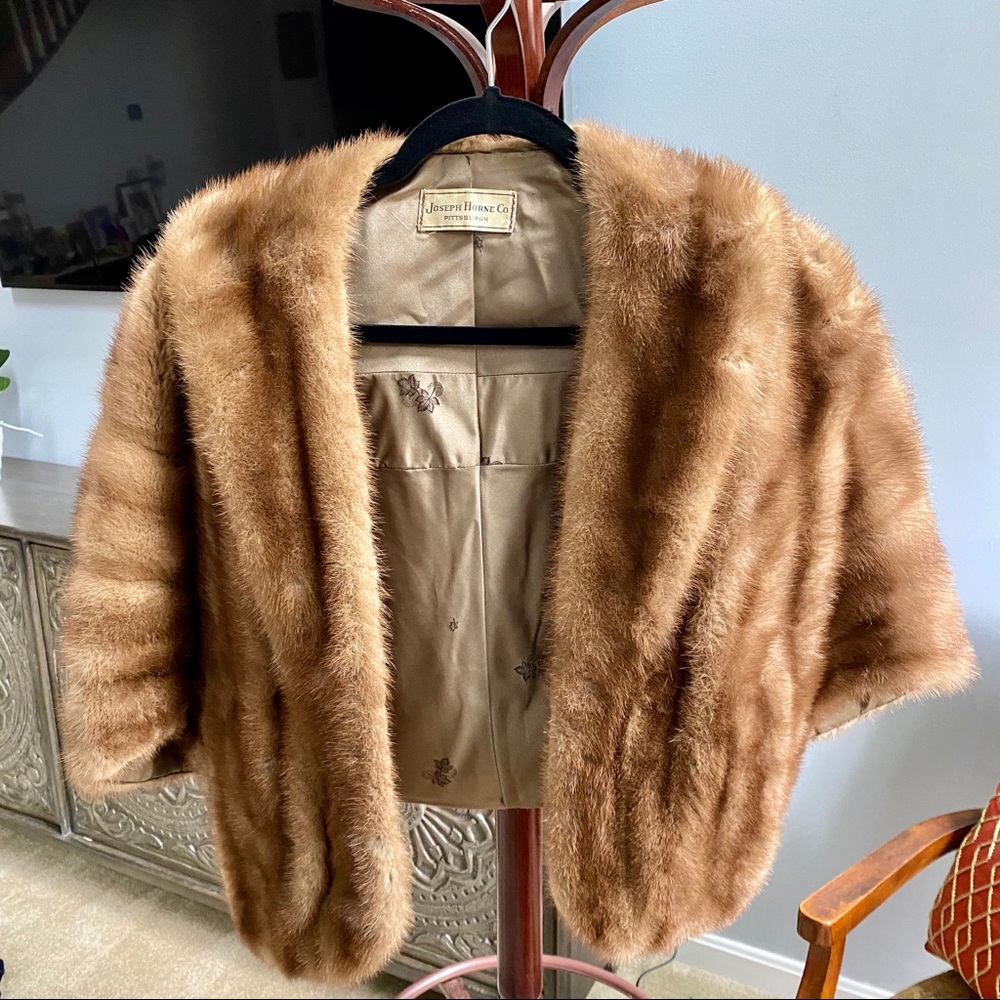 RARE Vintage Joseph Horne Co. Mink Fur Stole Cape